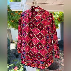 Vintage blouse boho shabby chic vibe with fun pattern